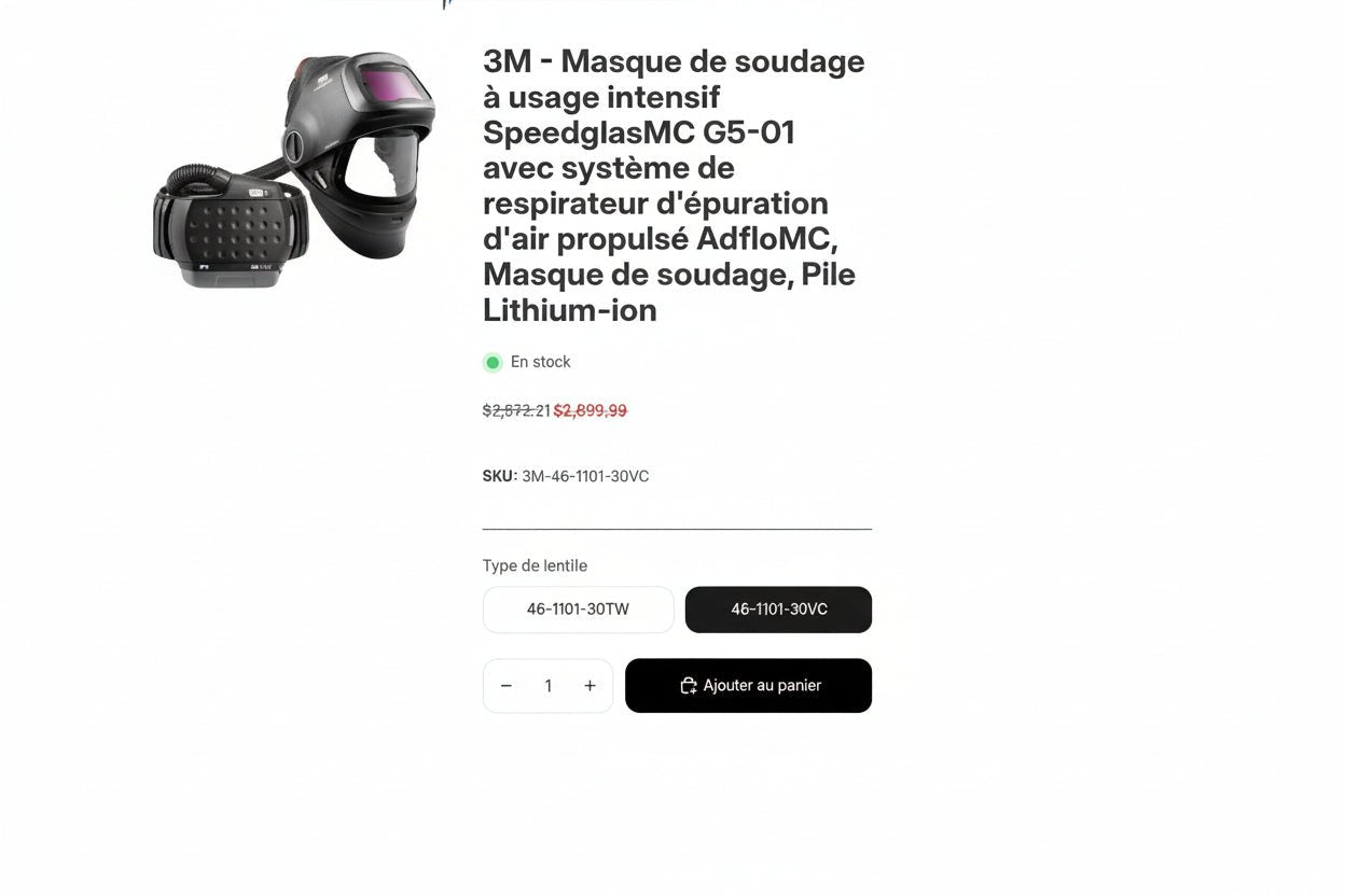 MASK A SOUDURE 3M G5 - 01 AVEC RESPIRATEUR ET BATT LITHIUM - 3MZ