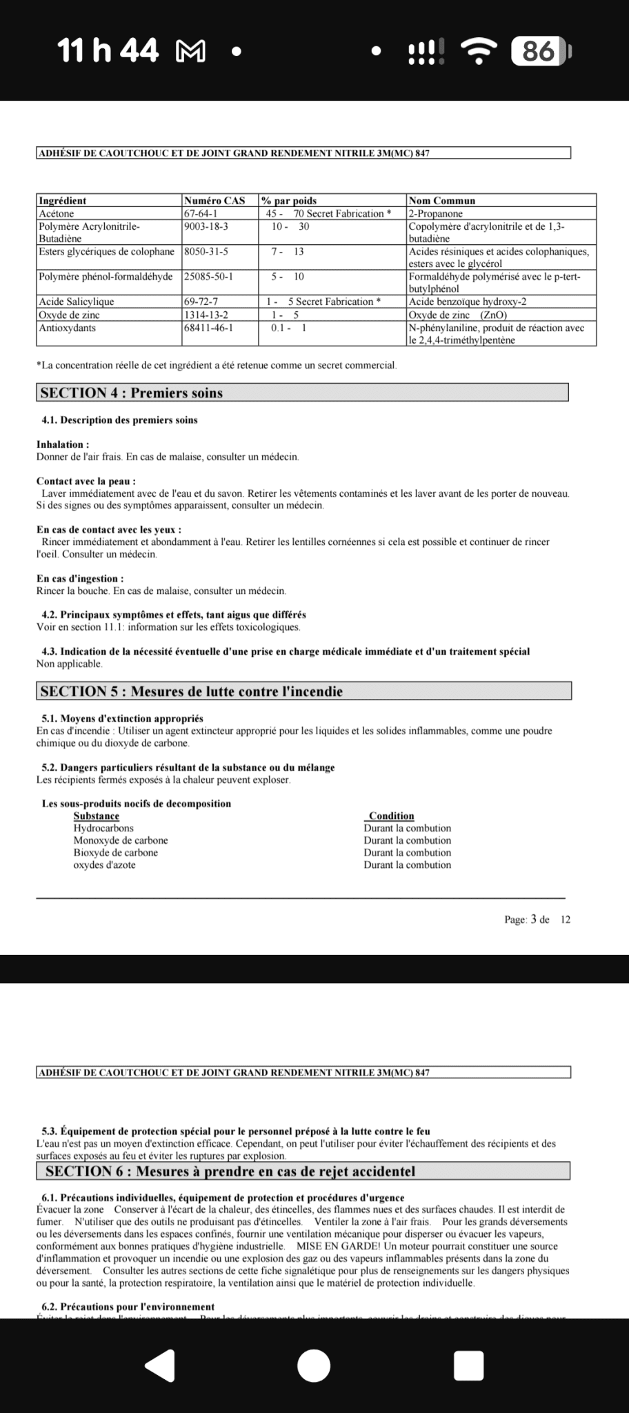 Une partie de Mes produits 3M et Zep les prix senvienne - 3MZ